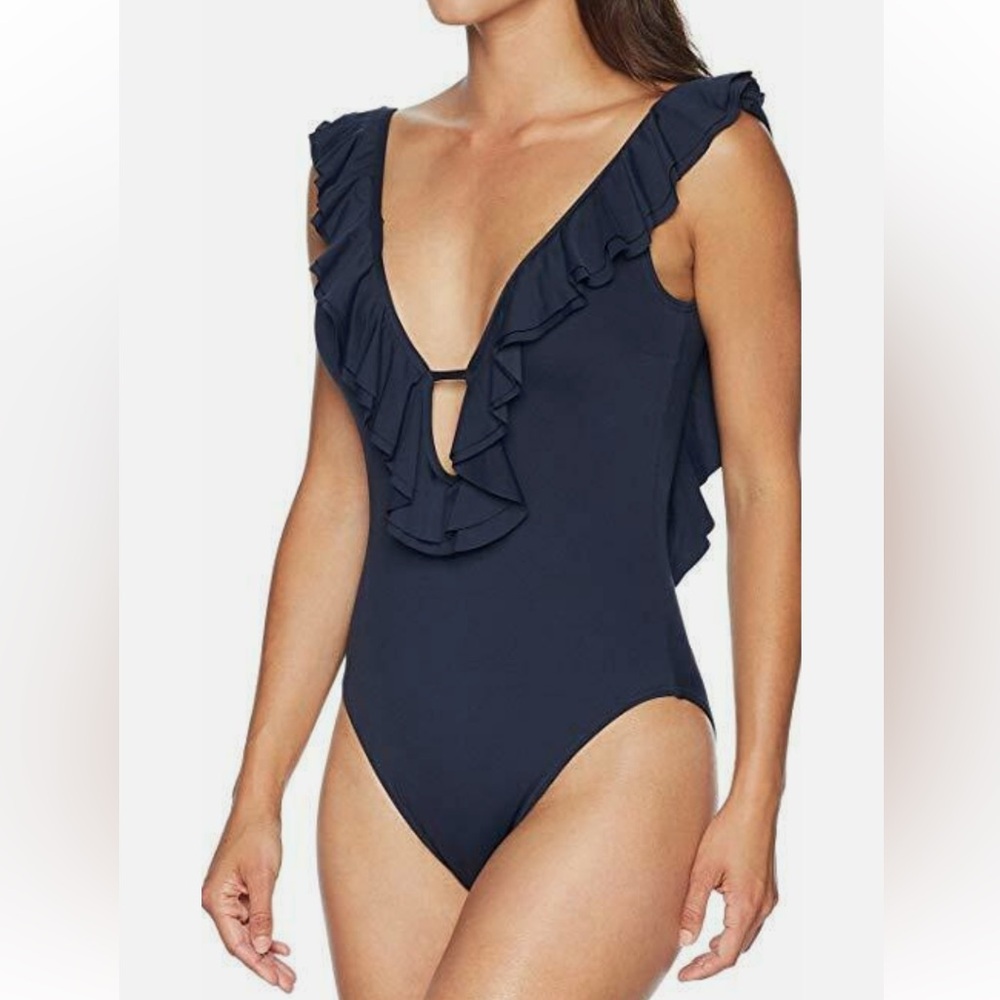 Michael Kors Charcoal Ruffle Swimsuit